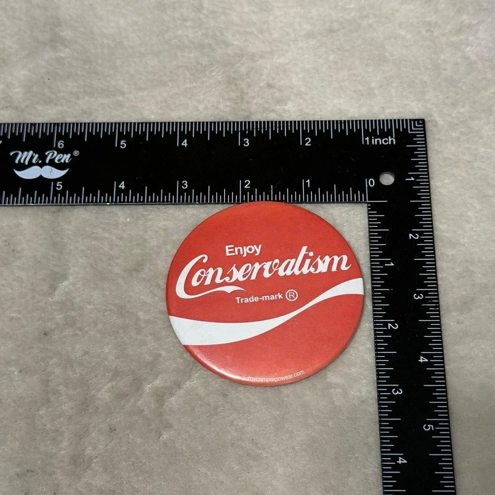 Enjoy Conservatism Coca Cola Like Logo Vintage Pinback Button Bx